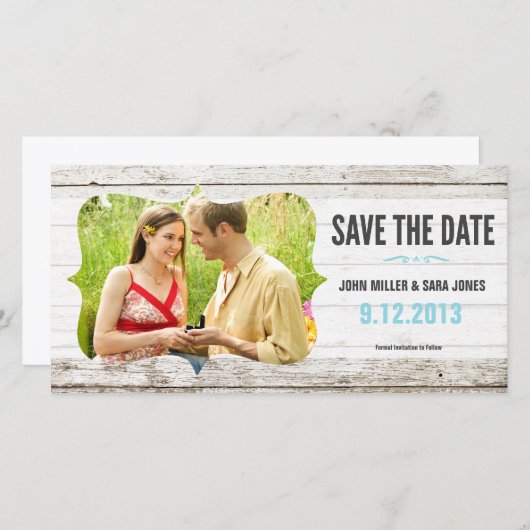 Rustieke Houten Bewaar De Datum Save The Date (Voorkant / Achterkant)