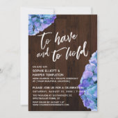 Rustieke Houten Blauwe Hortensia Om Te Hebben en T Kaart (Voorkant)