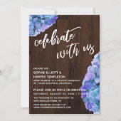 Rustieke Houten Blauwe Hortensia Vier Feest Met On Kaart (Voorkant)