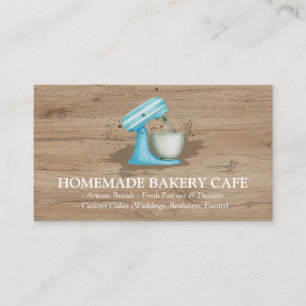Rustieke Houten Blauwe Waterverf Bakkerij Logo Blo Visitekaartje