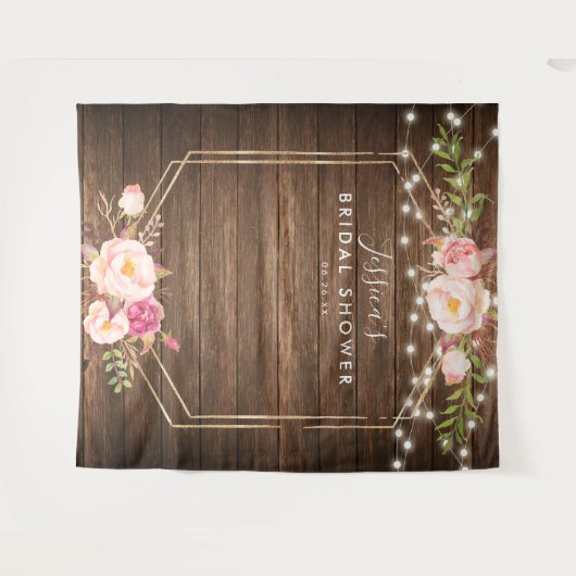 Rustieke Houten Bloem Bruiloft Feest Achtergrond Wandkleed (Voorkant (horizontaal))