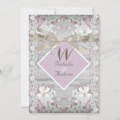 Rustieke houten bloem bruiloft witte kant roze kaart (Voorkant)