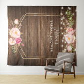Rustieke Houten Bloem Bruiloftsshower Achtergrond Wandkleed (In Situ (horizontaal))