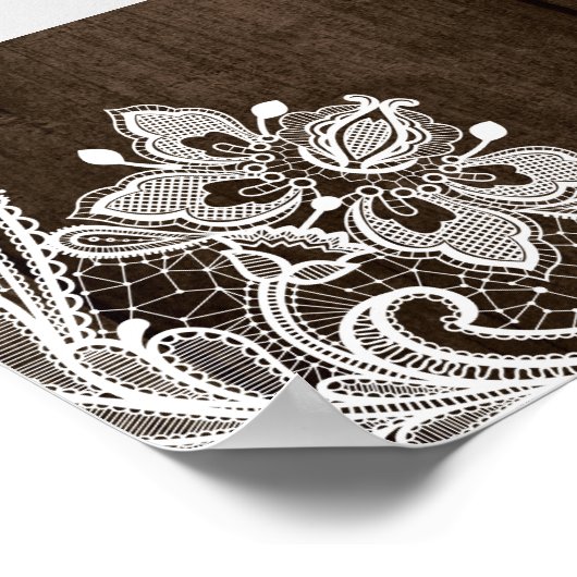 Rustieke Houten Bloem Lichtjes Bruidsfeest Foto Pr Poster (Hoek)