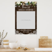 Rustieke Houten Bloem Lichtjes Bruidsfeest Foto Pr Poster (Keuken)