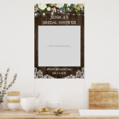 Rustieke Houten Bloem Lichtjes Bruidsfeest Fotorek Poster (Keuken)