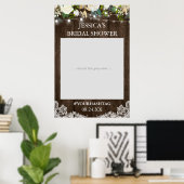 Rustieke Houten Bloem Lichtjes Bruidsfeest Fotorek Poster (Thuiskantoor)