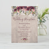 Rustieke Houten Bloem Lichtjes Trouwreceptie Kaart (Staand voorkant)