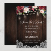 Rustieke Houten Bloem Pot Sla de Datum Op Save The Date (Voorkant / Achterkant)