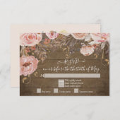 Rustieke Houten Bloem Roze Roos Goud RSVP Antwoord (Voorkant / Achterkant)