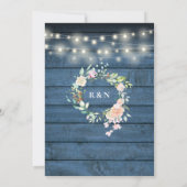 Rustieke houten bloem slinger kerstverlichting mon kaart (Achterkant)