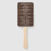 Rustieke Houten Bloem Slingerlichten Trouwprogramm Handwaaier (Achterkant)