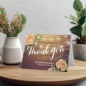 Rustieke Houten Bloem Slingerlichtjes Trouw Dank J Bedankkaart