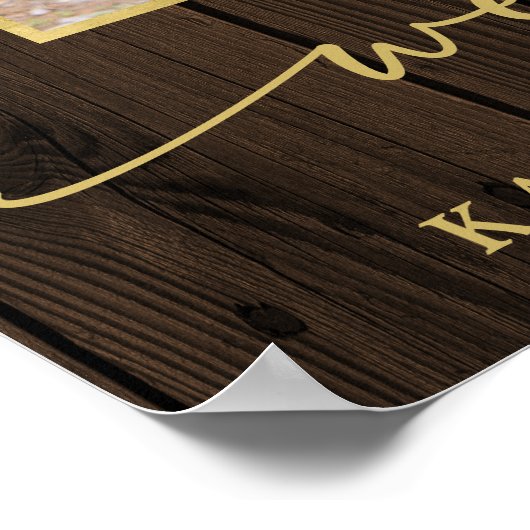 Rustieke Houten Bloemboog Foto Bruiloft Welkom Poster (Hoek)