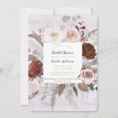 Rustieke Houten Bloemen Blush Grijs Vrijgezellenfe Kaart (Voorkant)