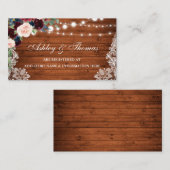 Rustieke Houten Bloemen Bruiloft Registry Invoegen Informatiekaartje (Voorkant / Achterkant)