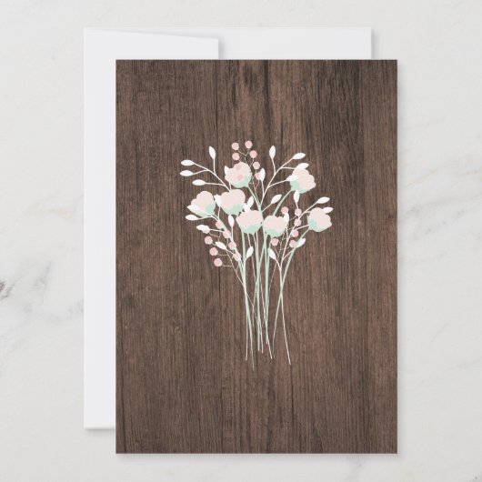 Rustieke houten bloemen eerste communie uitnodigin kaart (Achterkant)