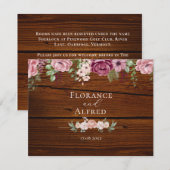 Rustieke houten bloemen elegante witte kastanjebru notitiekaartje (Voorkant / Achterkant)