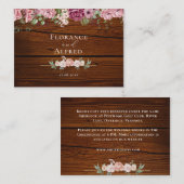 Rustieke houten bloemen elegante witte kastanjebru notitiekaartje (Voorkant / Achterkant)