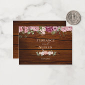 Rustieke houten bloemen elegante witte kastanjebru notitiekaartje (Voorkant / Achterkant in situ)