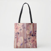 Rustieke houten bloemen en vlinders tote bag (Voorkant)