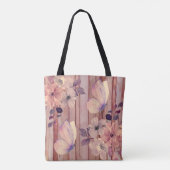 Rustieke houten bloemen en vlinders tote bag (Achterkant)