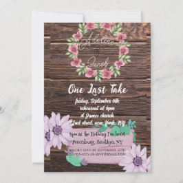 Rustieke Houten Bloemen Huwelijk Repetitie Dinerka Kaart