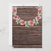 Rustieke Houten Bloemen Huwelijk Repetitie Dinerka Kaart (Achterkant)
