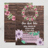 Rustieke Houten Bloemen Huwelijk Repetitie Dinerka Kaart (Voorkant / Achterkant)