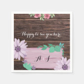 Rustieke houten bloemen MONOGRAM bruiloft Servette Servet (Voorkant)