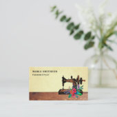 Rustieke Houten Bloemen Naaimachine Mode Stylist Visitekaartje (Staand voorkant)