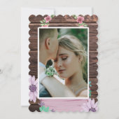 Rustieke houten bloemen Script en foto bruiloft Kaart (Achterkant)