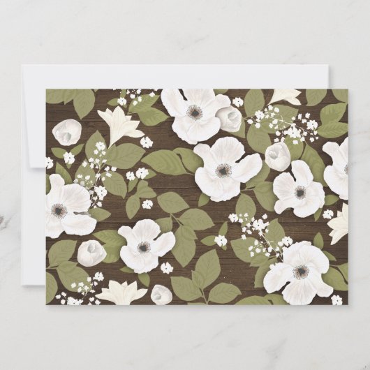 Rustieke houten bloemenbruiloft uitnodigingen (Achterkant)