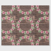 Rustieke houten bloemenbruiloftsgeschenk cadeaupapier (Vlak)