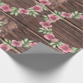 Rustieke houten bloemenbruiloftsgeschenk cadeaupapier (Hoek)