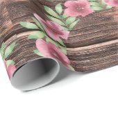 Rustieke houten bloemenbruiloftsgeschenk cadeaupapier (Rol Hoek)