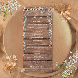Rustieke Houten Bloemencascade Monogram Bruiloftsd Menu
