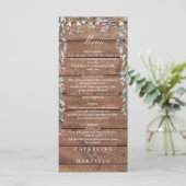 Rustieke Houten Bloemencascade Monogram Bruiloftsd Menu (Staand voorkant)