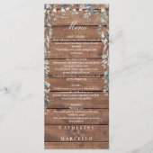 Rustieke Houten Bloemencascade Monogram Bruiloftsd Menu (Voorkant)