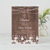Rustieke houten bloemencross doop uitnodiging (Staand voorkant)
