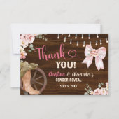 Rustieke houten bloemenlaarzen of bogen Dank u kaa Bedankkaart (Voorkant)