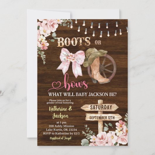 Rustieke houten bloemenlaarzen of strikken Geslach Kaart (Voorkant)