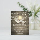 Rustieke houten bloemenlantaarnlichten sparen de d aankondigingskaart (Staand voorkant)