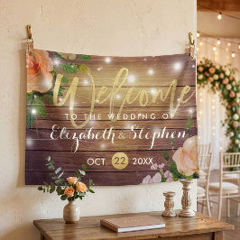 Rustieke Houten Bloemenslinger Verlichtings Huweli Spandoek