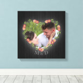Rustieke houten bloemhart aangepaste foto canvas afdruk (Insitu (Houten vloer))