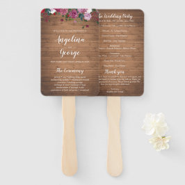 Rustieke houten bloemige trouwprogramma waaier