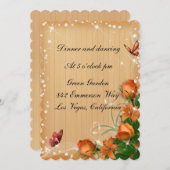 Rustieke Houten Bloemige Vlinder Trouwreceptie Kaart (Voorkant / Achterkant)