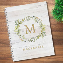 Rustieke Houten Bloemige Waterverf Monogram