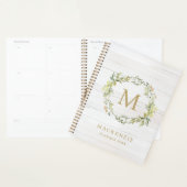Rustieke Houten Bloemige Waterverf Monogram Planner (Display)
