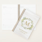 Rustieke Houten Bloemige Waterverf Monogram Planner (Display)